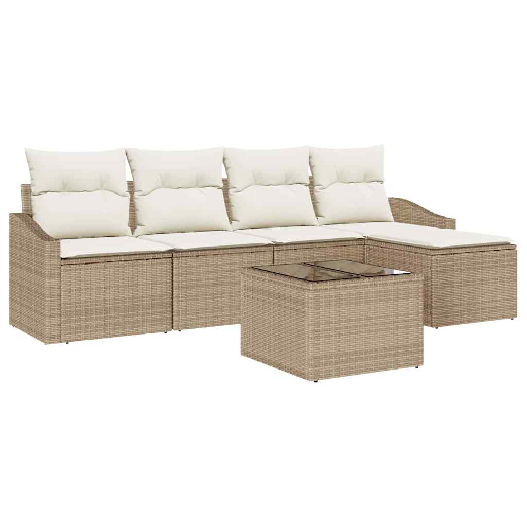 Garten Essgruppe mit Kissen mit Speicher 6 pcs Beige und Creme